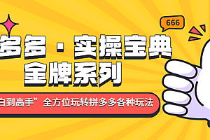 【第5030期】拼多多·实操宝典:金牌系列“小白到高手”带你全方位玩转拼多多各种玩法