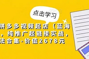 【第5168期】小乔·拼多多视频起店(蓝海项目),纯推广起链接实战,多玩法合集-价值2678元
