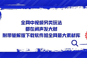 【第5275期】全网中视频另类玩法,都在闷声发大财,附带破解版下载软件加全网最大素材库