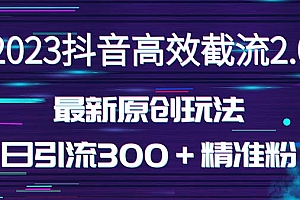 【第5321期】日引300+创业粉,独家抖音高效截流2.0玩法(价值1280)