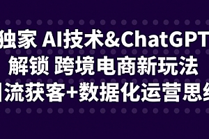 【第6680期】独家 AI技术&ChatGPT解锁 跨境电商新玩法,引流获客+数据化运营思维