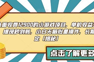 【第6834期】收费12900的小游戏项目,单机收益30+,独家养号方法