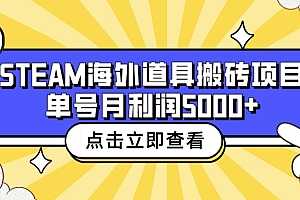 【第6877期】收费6980的Steam海外道具搬砖项目,单号月收益5000+全套实操教程
