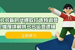 【第6933期】拼多多·新时代爆款打造特训营,全维度讲解拼多多运营逻辑