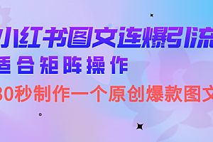 【第6961期】小红书图文连爆技巧 适合矩阵操作 30秒制作一个原创图文