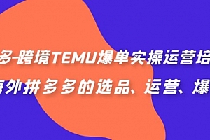 【第7028期】拼多多-跨境TEMU爆单实操运营培训班,海外拼多多的选品、运营、爆单
