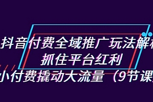 【第7205期】抖音付费全域推广玩法解析:抓住平台红利,小付费撬动大流量(9节课)