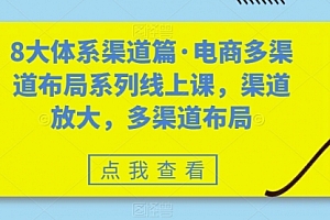 【第7580期】八大体系渠道篇·电商多渠道布局系列线上课,渠道放大,多渠道布局