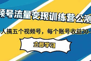 【第8026期】视频号流量变现训练营公测1.0:一个人搞五个视频号,每个账号收益30-50