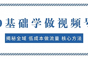 【第8073期】0基础学做视频号:揭秘全域 低成本做流量 核心方法 快速出爆款 轻松变现