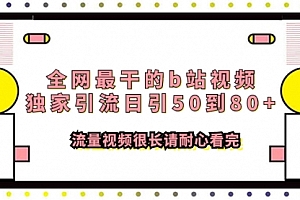 【第8119期】全网最干的b站视频独家引流日引50到80+
