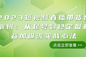 【第8187期】2023短视频直播带货培训班:从起号到稳定盈利叠加爆流实战心法(11节课)