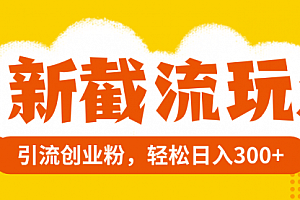 【第8262期】全新截流玩法,精准引流创业粉,轻松日入300+
