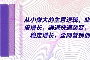 【第8292期】从小做大的生意逻辑,业绩翻倍增长,渠道快速裂变,利润稳定增长