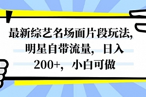 【第8334期】最新综艺名场面片段玩法,明星自带流量,日入200+,小白可做