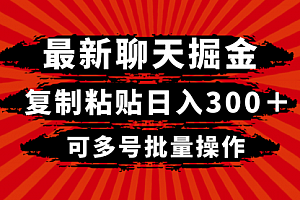 【第8420期】最新聊天掘金,复制粘贴日入300+,可多号批量操作