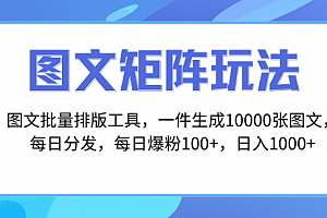 【第8425期】图文批量排版工具,矩阵玩法,一键生成10000张图