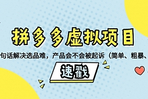 【第8438期】拼多多虚拟项目:三两句话解决选品难,产品会不会被起诉
