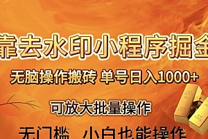 【第8504期】去水印小程序+拼多多 无脑搬砖 ,单号日入1000+