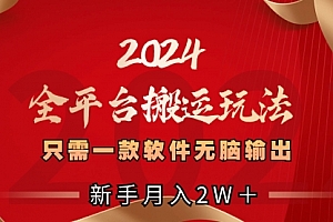 【第8630期】2024全平台搬运玩法,只需一款软件,无脑输出