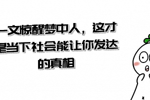 【第8632期】某公众号付费文章《一文 惊醒梦中人,这才是当下社会能让你发达的真相》