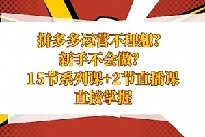 【第8633期】拼多多运营不理想?新手不会做?15节系列课+2节直播课