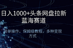 【第8679期】日入1000+头条网盘拉新蓝海赛道,简单操作,保姆级教程,多种变现方式