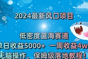 【第8681期】2024最新风口项目 低密度蓝海赛道,日收益5000+周收益4w+ 无脑操作