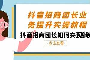 【第8687期】抖音-招商团长业务提升实操教程,抖音招商团长如何实现躺赚(38节)