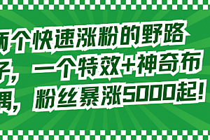 【第8723期】两个快速涨粉的野路子,一个特效+神奇布偶,粉丝暴涨5000起!