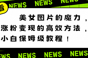 【第8733期】美女图片的魔力,涨粉变现的高效方法,小白保姆级教程!