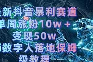 【第8738期】最新抖音暴利赛道,单周涨粉10w+变现50w的ai数字人落地保姆级教程