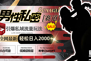 【第8789期】全网最新男性私密赛道玩法,引爆私域流量,轻松日入2000+