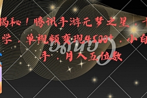 【第8826期】腾讯手游元梦之星,十分钟顶尖教学,单视频变现4500+月入5位数