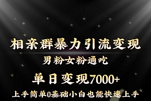 【第8845期】相亲群暴力引流男粉女粉通吃变现玩法,单日变现7000+保姆教学1.0