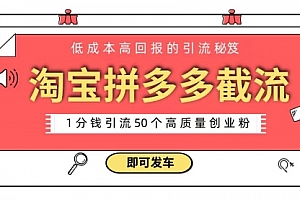 【第8864期】淘宝拼多多电商平台截流创业粉 只需要花上1分钱,长尾流量至少给你引流50粉