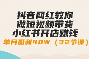 【第9120期】抖音网红教你做短视频带货+小红书开店赚钱,单月盈利40W(32节课)