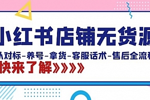 【第8940期】小红书店铺无货源:从对标-养号-拿货-客服话术-售后全流程(20节课)