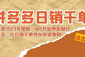 【第8965期】拼多多日销千单训练营2023完整版,从0开始带你做好拼多多