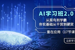 【第8994期】AI学习班2.0:从菜鸟到学霸,夯实基础从干货到硬货,重在应用(17节课)