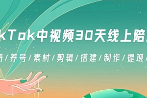 【第8995期】TikTok中视频-30天线上陪跑班:注册/养号/素材/剪辑/搭建/制作/提现/等