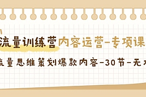 【第9043期】流量训练营之内容运营-专项课,用流量思维策划爆款内容