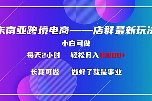 【第9062期】东南亚跨境电商店群新玩法2—小白每天两小时 轻松10000+