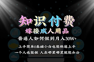 【第9078期】2024普通人做知识付费结合成人用品如何实现单月变现30w 保姆教学1.0