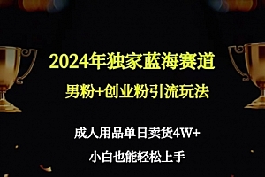 【第9110期】2024年独家蓝海赛道男粉+创业粉引流玩法,成人用品单日卖货4W+保姆教程