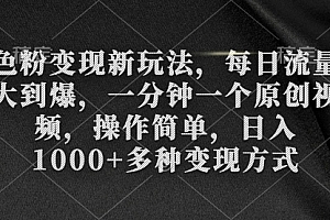 【第9246期】色粉变现新玩法,每日流量大到爆,一分钟一个原创视频