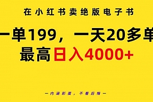 【第9341期】在小红书卖绝版电子书,一单199 一天最多搞20多单,最高日入4000+教程+资料