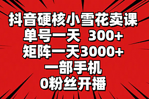 【第9476期】抖音硬核小雪花卖课,单号一天300+,矩阵一天3000+
