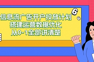 【第9242期】信息流-广告开户投放计划搭建运营数据优化,从0-1全部讲清楚(20节课)