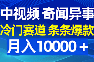 【第9559期】中视频奇闻异事,冷门赛道条条爆款,月入10000+